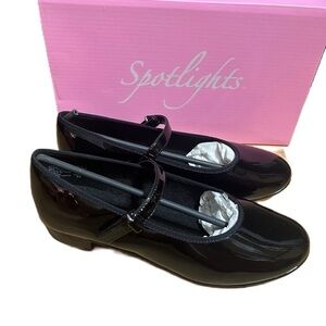 Spotlights Black Patent Tap Shoes NEW Sz 2 Dance Kids Youth